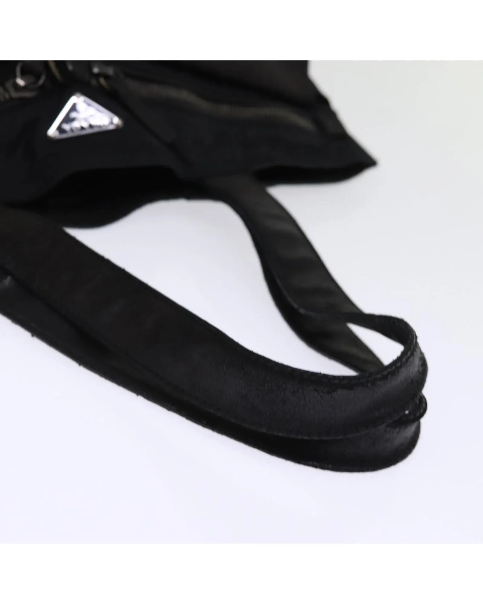 PRADA Black Nylon Tote Bag with Leather Trim