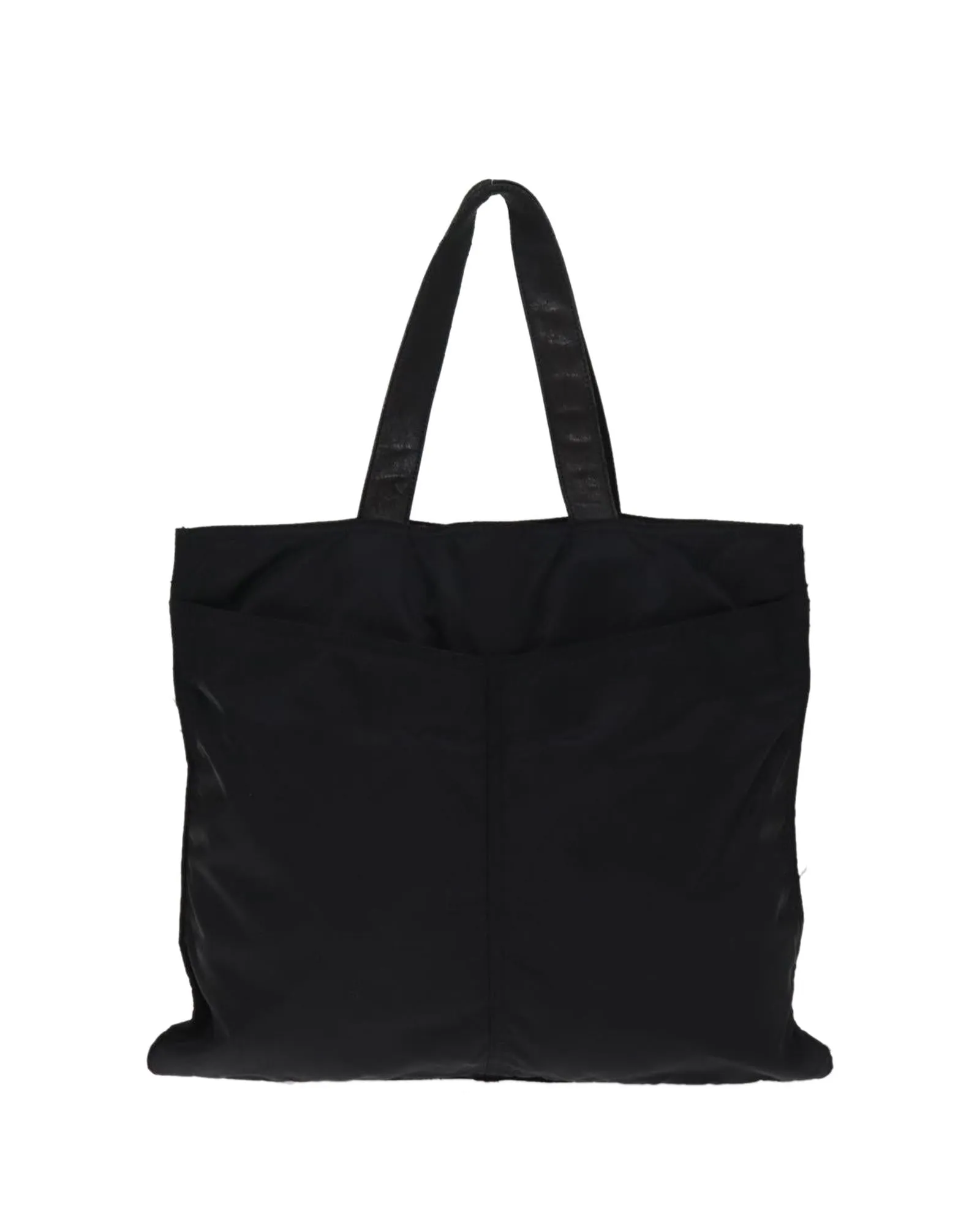 PRADA Black Nylon Tote Bag with Leather Trim