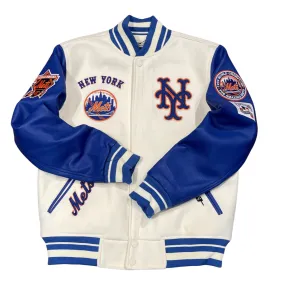 Pro Standard LUXURY ATHLETIC COLLECTION MASH UP JACKET NEW YORK METS Men’s-CREEM ROYAL BLUE ORANGE
