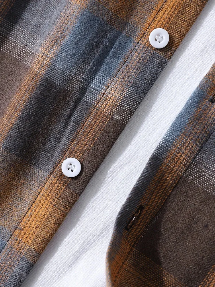 Regular Fit Contrast Hooded Plaid Shirts