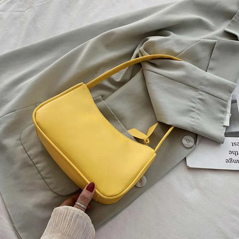 Retro Baguette ShapeBag Women Trendy Armpit Bag Soft Leather Female Small Subaxillary Bags Casual Shoulder Bag Lady Handbag