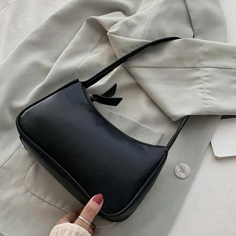 Retro Baguette ShapeBag Women Trendy Armpit Bag Soft Leather Female Small Subaxillary Bags Casual Shoulder Bag Lady Handbag
