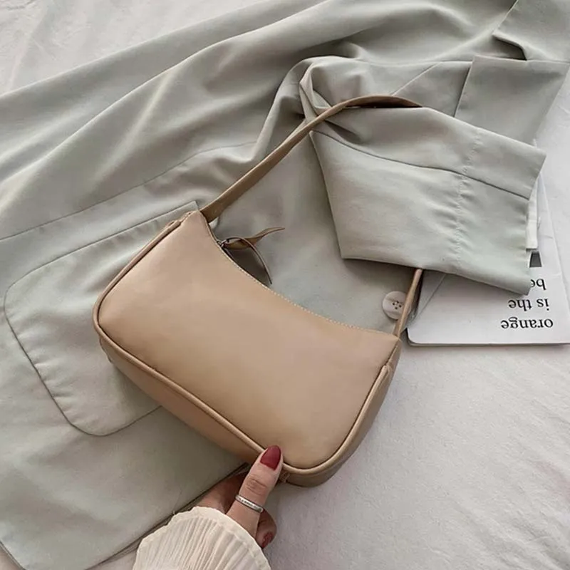 Retro Baguette ShapeBag Women Trendy Armpit Bag Soft Leather Female Small Subaxillary Bags Casual Shoulder Bag Lady Handbag