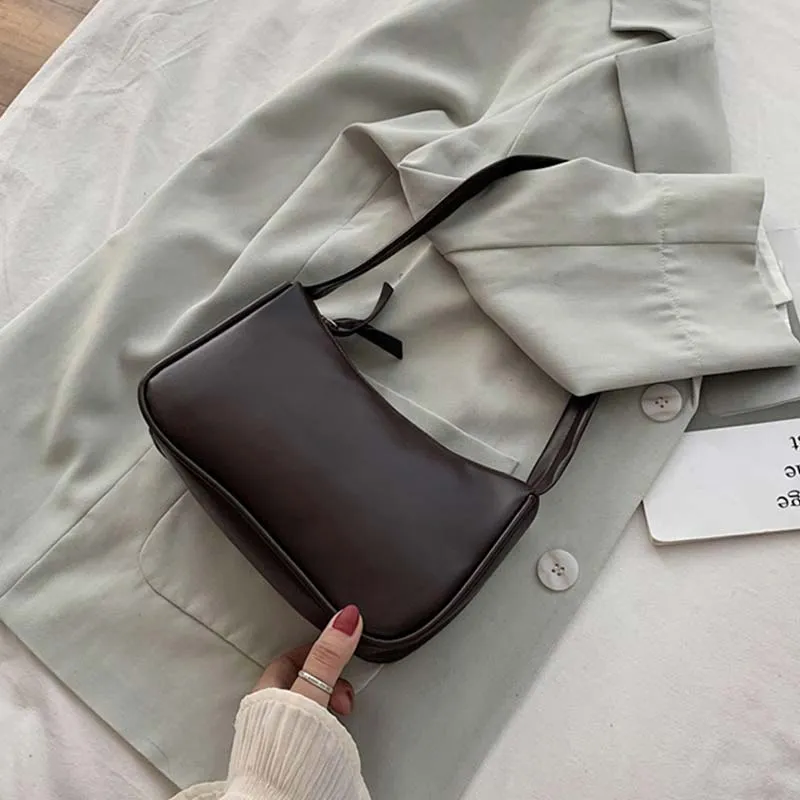 Retro Baguette ShapeBag Women Trendy Armpit Bag Soft Leather Female Small Subaxillary Bags Casual Shoulder Bag Lady Handbag