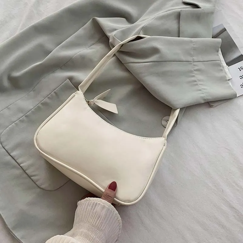Retro Baguette ShapeBag Women Trendy Armpit Bag Soft Leather Female Small Subaxillary Bags Casual Shoulder Bag Lady Handbag