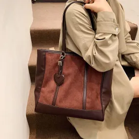 Retro Color Contrast Big PU Leather Shoulder Bags for Women 2021 Winter Designer Brand Personality Shoulder Handbag and Purses