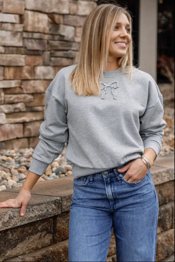 Rhinestone Bow Sweatshirt