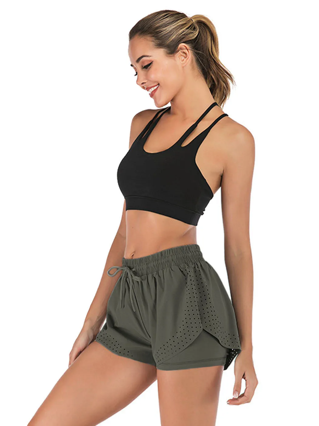 Running Shorts Double Layer Fitness Workout Athletic Shorts