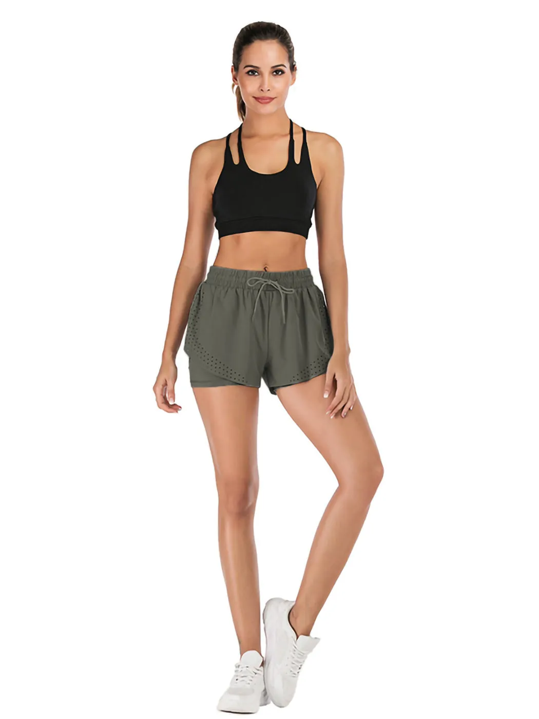 Running Shorts Double Layer Fitness Workout Athletic Shorts