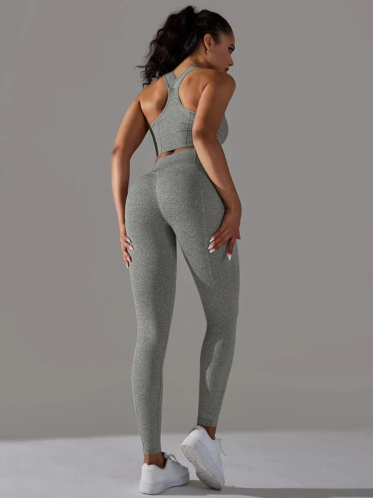 Seamless Sports Bra Top and Seamless High Waisted Gym Leggings Set