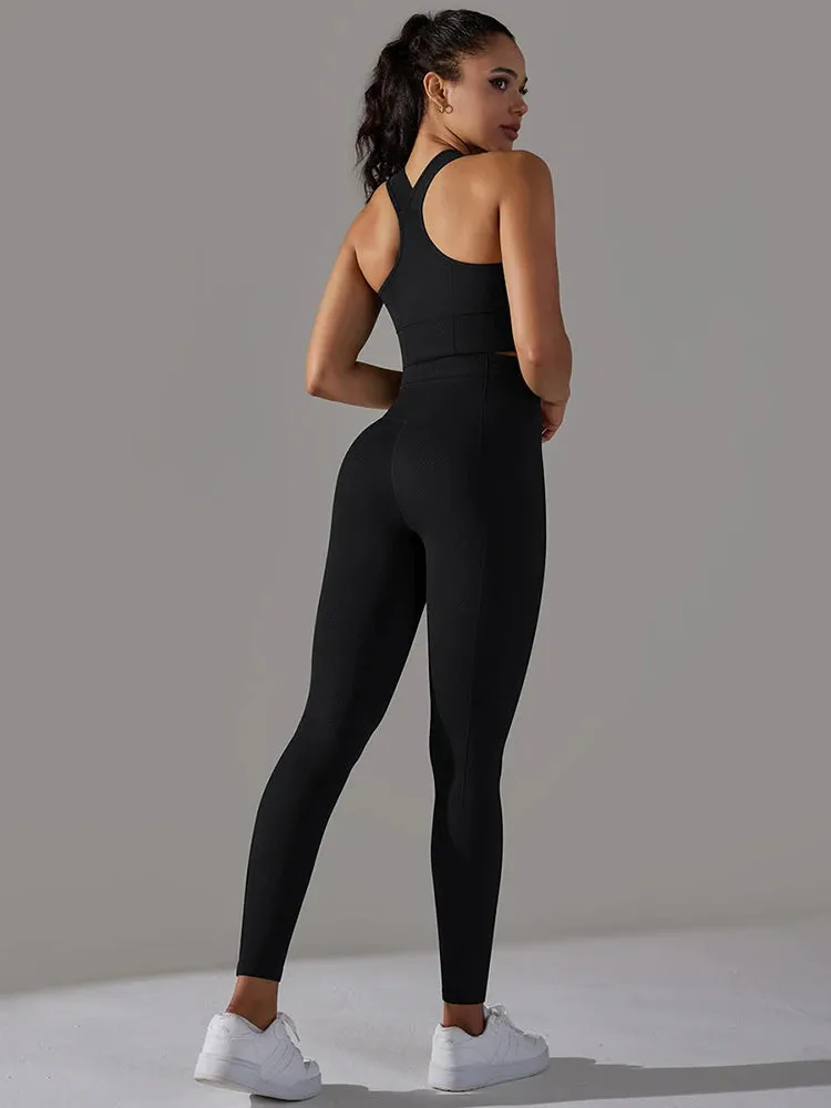 Seamless Sports Bra Top and Seamless High Waisted Gym Leggings Set