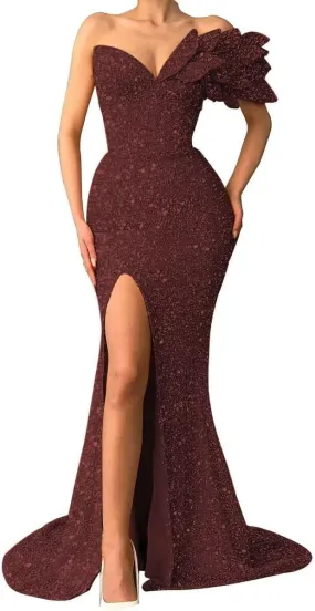 Sequin Prom Dresses 2025 Sparkly One Shoulder Mermaid Evening Gonws Formal Party Bridesmaid Dresses for Wedding