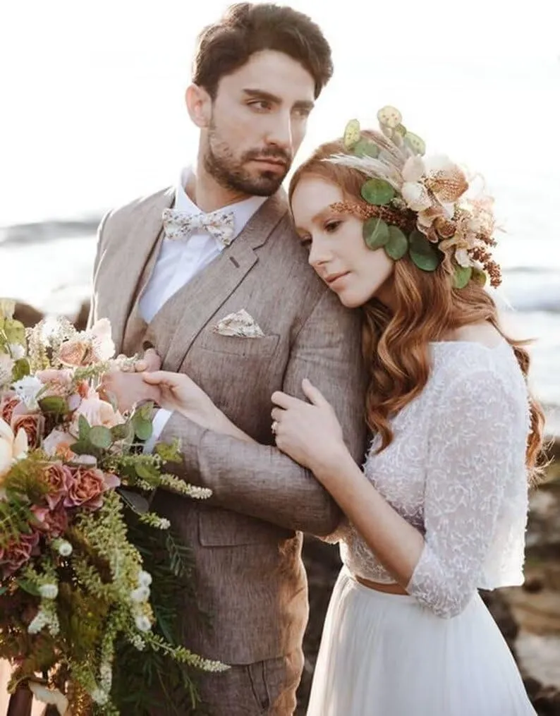 SHUZHXLZANGY Mens Linen Suits for Men 3 Piece Suit Regular Fit Linen Suit Men Summer Beach Wedding Suits