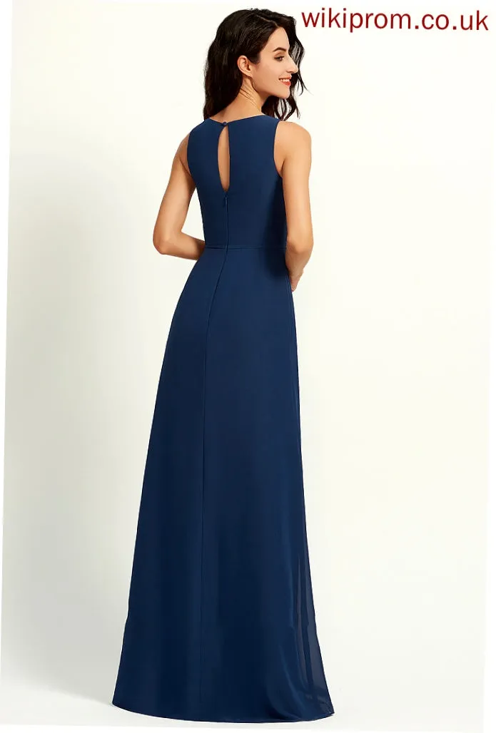 Silhouette Length SplitFront ScoopNeck Floor-Length Embellishment A-Line Fabric Neckline Lara Floor Length Spaghetti Staps Bridesmaid Dresses