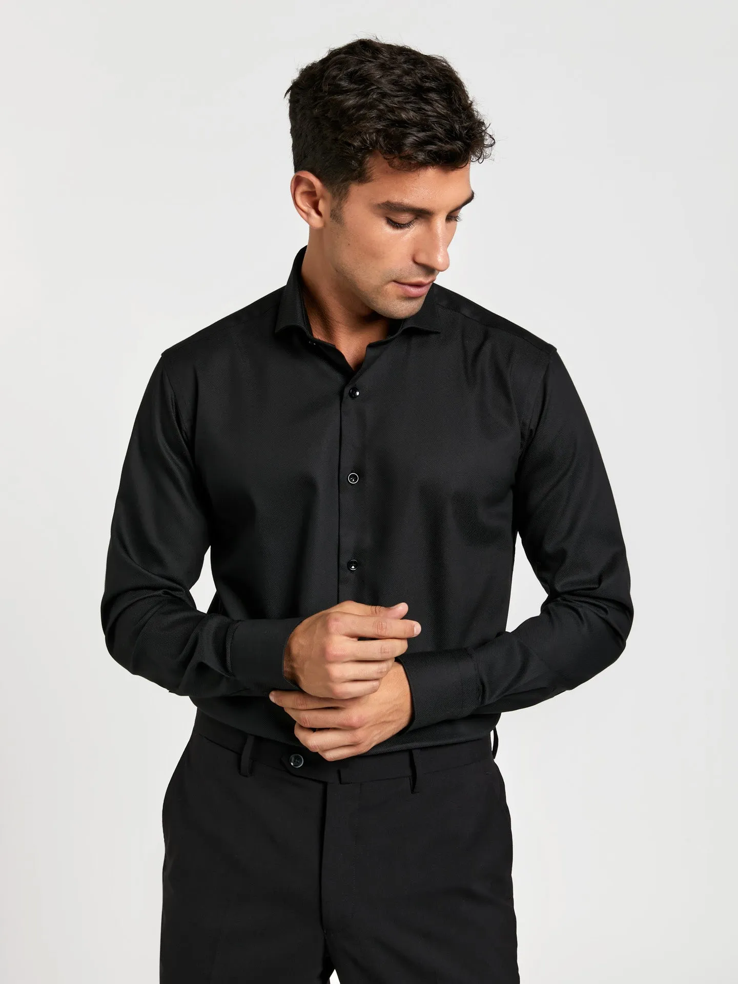 Slim fit k-easy black edition textured comfort formal shirt