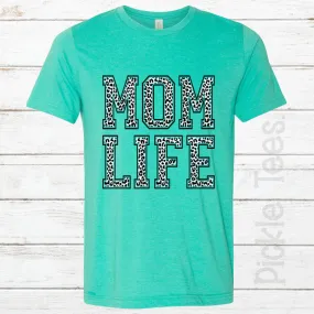 Snow Leopard Mom Life SEA GREEN Crew Neck Tee