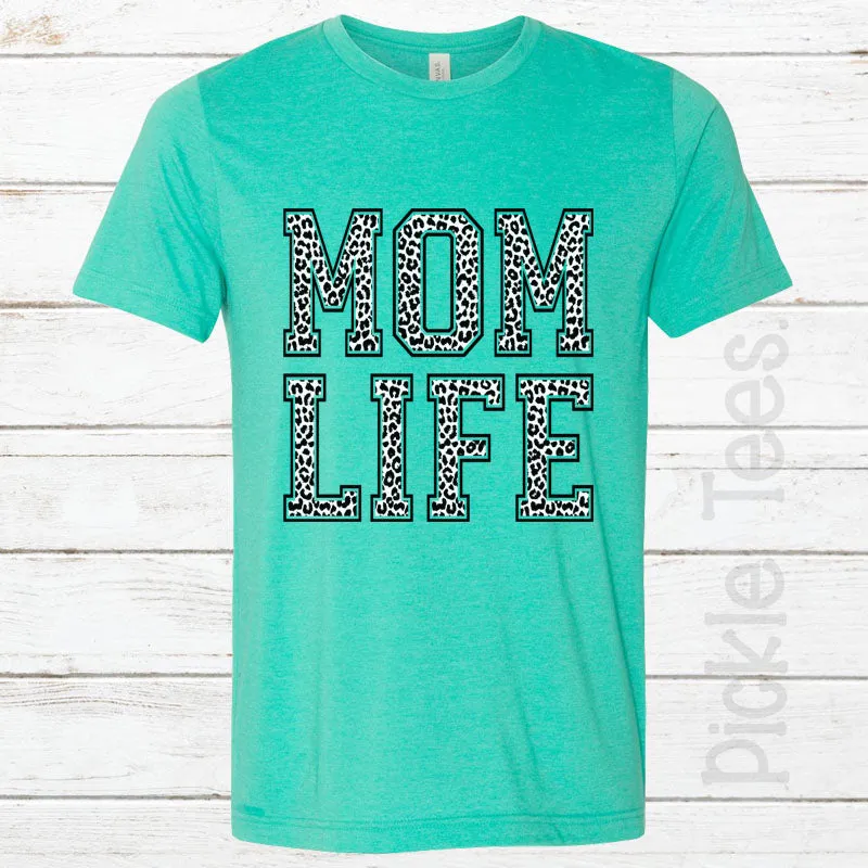 Snow Leopard Mom Life SEA GREEN Crew Neck Tee
