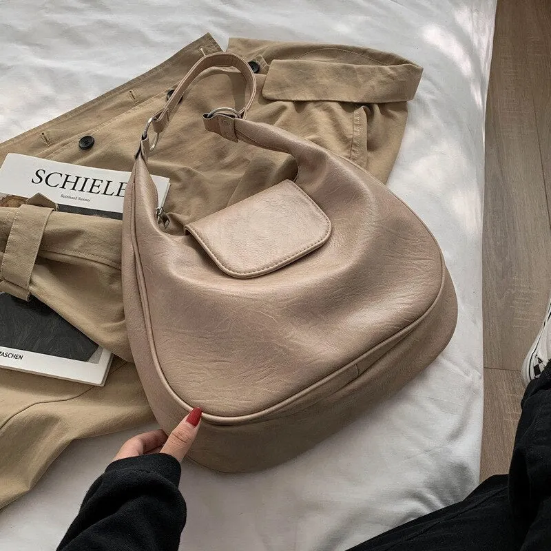 Soft PU Leather Women Shoulder Hobo Bags Large Capacity Luxury Brand Design Crossbody Bags Ladies Fashion Trending Handbag Purse