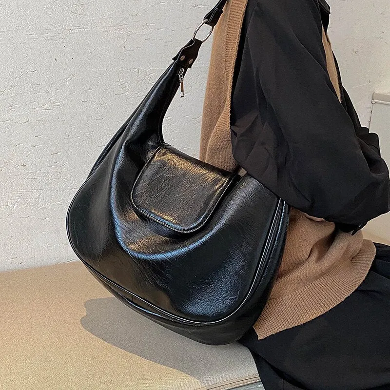 Soft PU Leather Women Shoulder Hobo Bags Large Capacity Luxury Brand Design Crossbody Bags Ladies Fashion Trending Handbag Purse