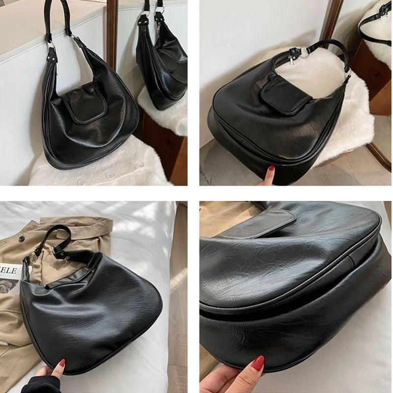Soft PU Leather Women Shoulder Hobo Bags Large Capacity Luxury Brand Design Crossbody Bags Ladies Fashion Trending Handbag Purse