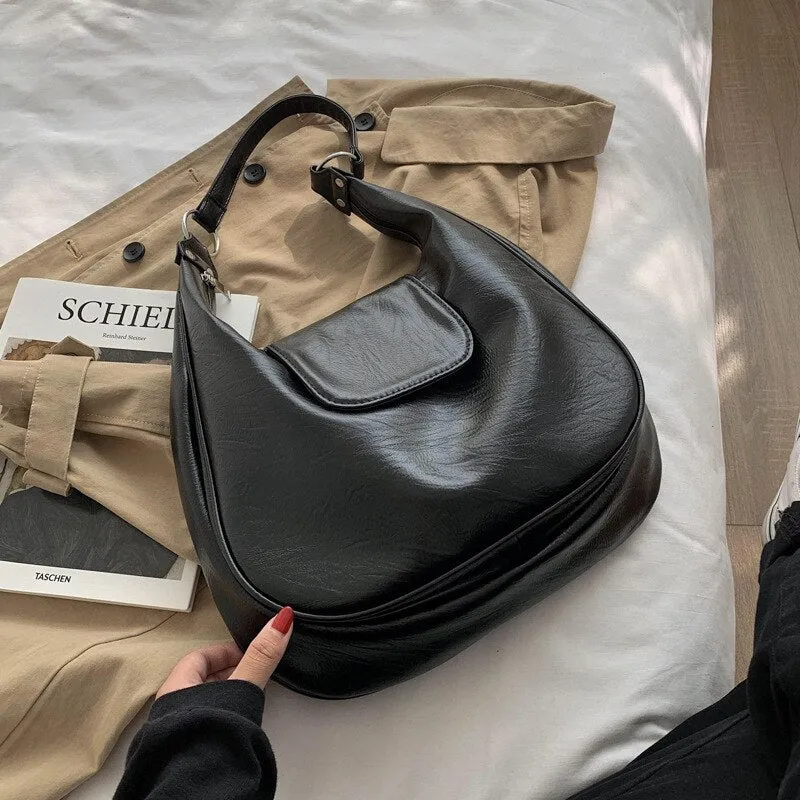 Soft PU Leather Women Shoulder Hobo Bags Large Capacity Luxury Brand Design Crossbody Bags Ladies Fashion Trending Handbag Purse