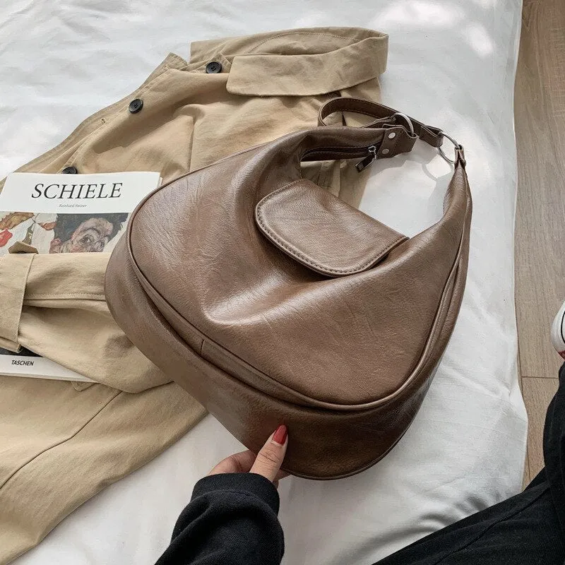 Soft PU Leather Women Shoulder Hobo Bags Large Capacity Luxury Brand Design Crossbody Bags Ladies Fashion Trending Handbag Purse