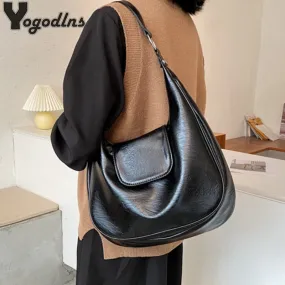 Soft PU Leather Women Shoulder Hobo Bags Large Capacity Luxury Brand Design Crossbody Bags Ladies Fashion Trending Handbag Purse