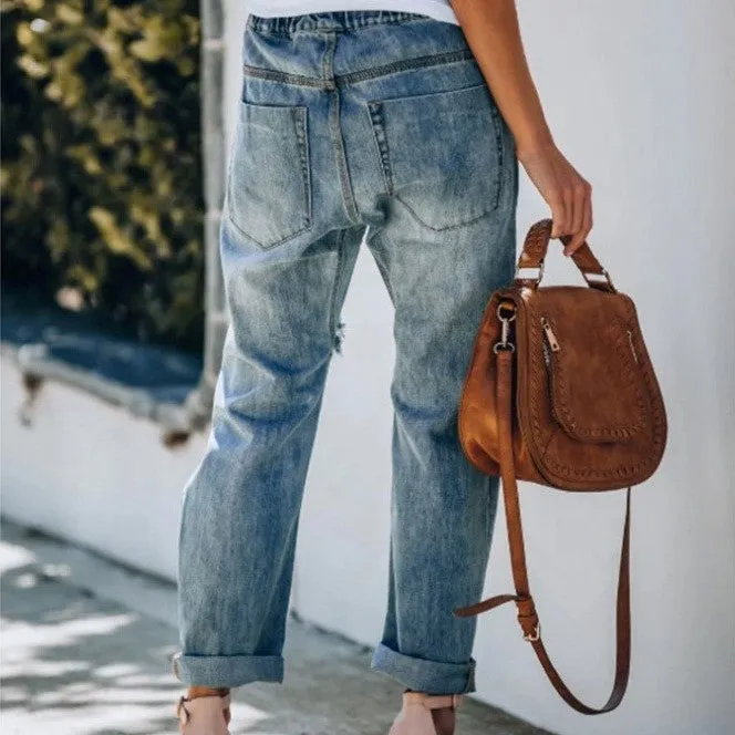 STELLA: Lockere Destroyed Denim Joggers mit Zugbund bis 2XL