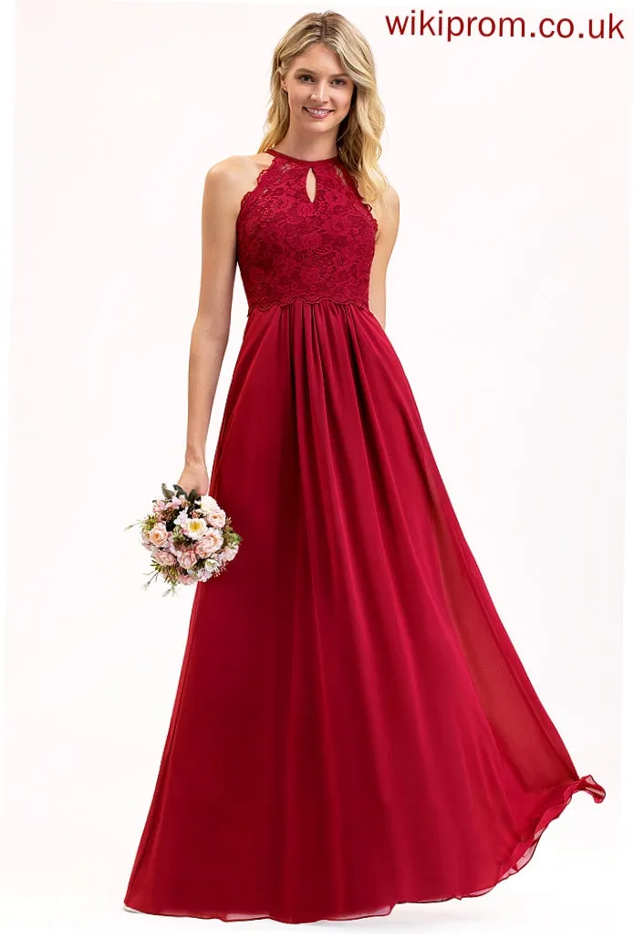 Straps Lace ScoopNeck Fabric Floor-Length Length A-Line Neckline Silhouette Briana Sleeveless V-Neck Bridesmaid Dresses