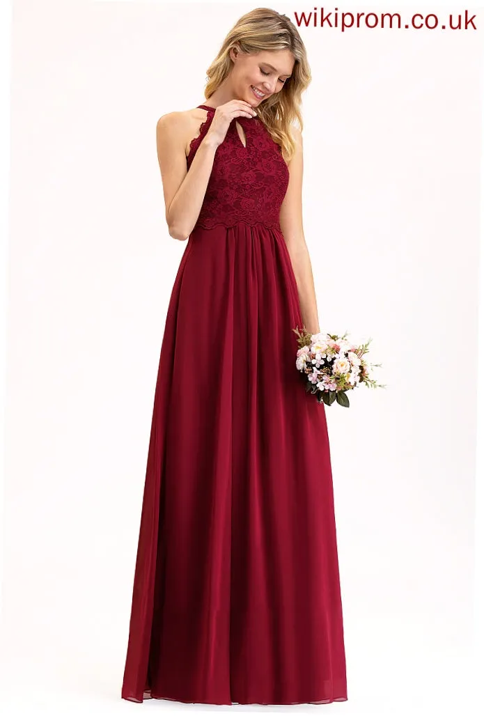 Straps Lace ScoopNeck Fabric Floor-Length Length A-Line Neckline Silhouette Briana Sleeveless V-Neck Bridesmaid Dresses