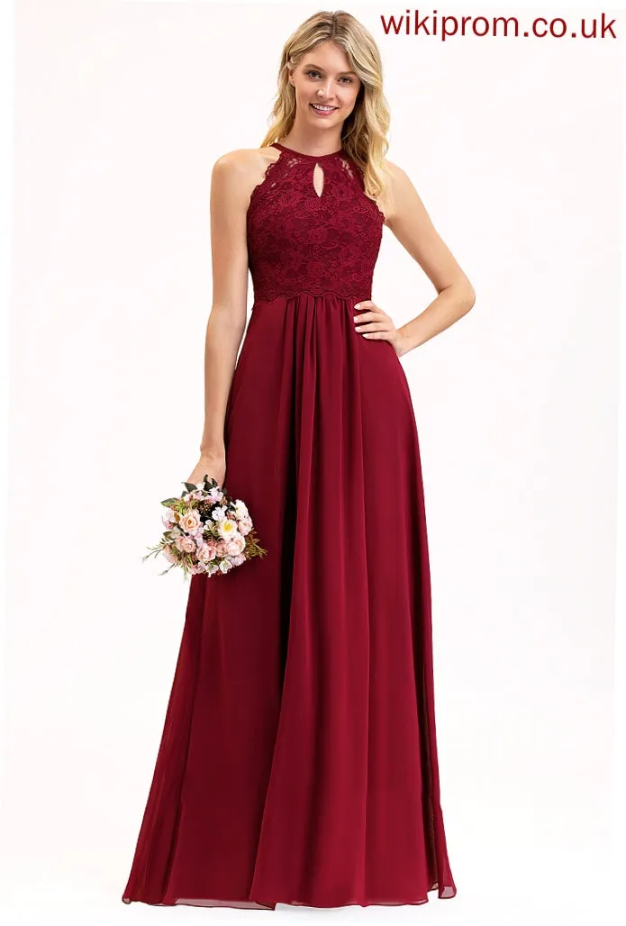 Straps Lace ScoopNeck Fabric Floor-Length Length A-Line Neckline Silhouette Briana Sleeveless V-Neck Bridesmaid Dresses