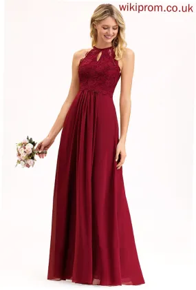 Straps Lace ScoopNeck Fabric Floor-Length Length A-Line Neckline Silhouette Briana Sleeveless V-Neck Bridesmaid Dresses