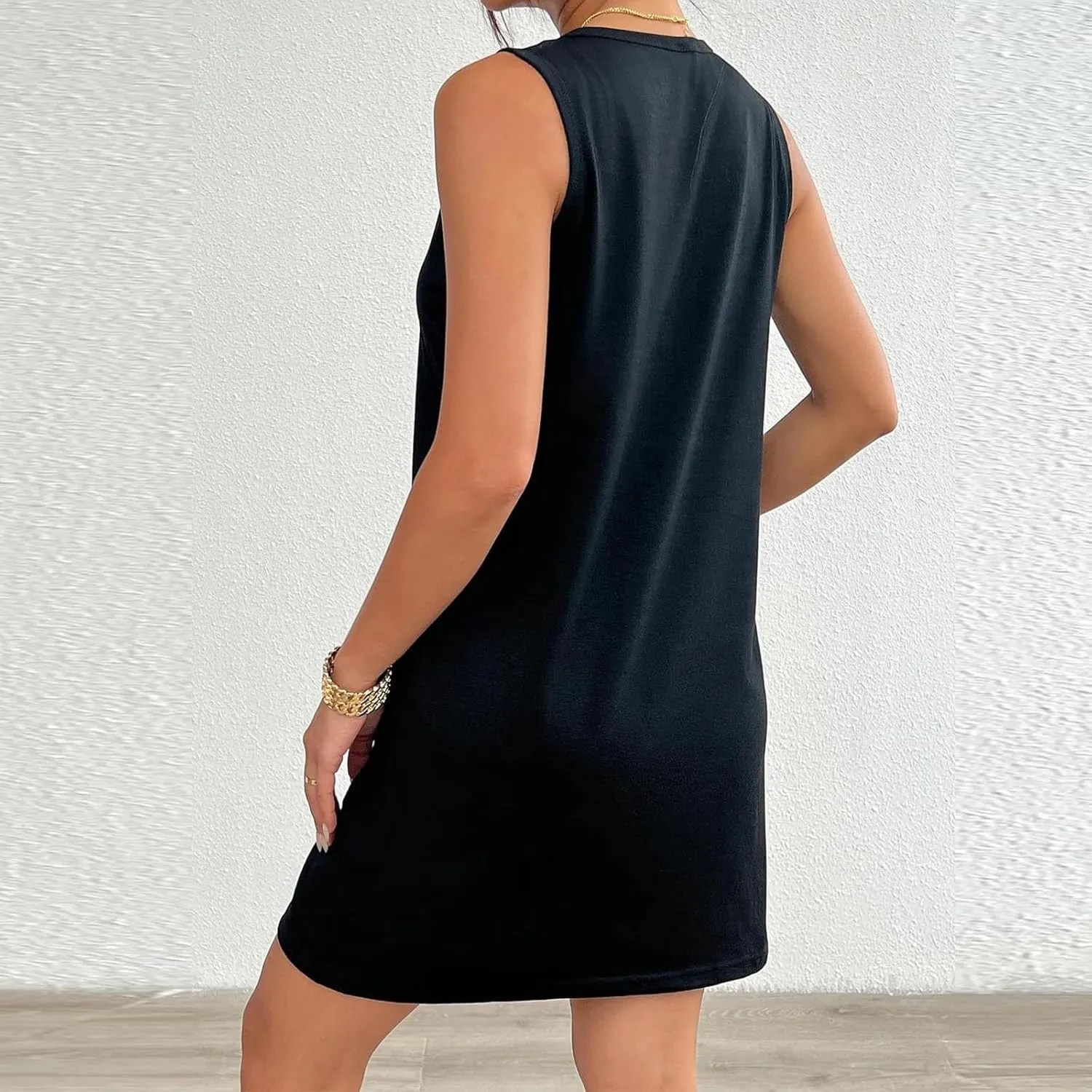 Summer Dresses for Women Casual Loose Sleeveless Sundress Boho Beach Mini Dress Vacation Travel Clothes with Pockets