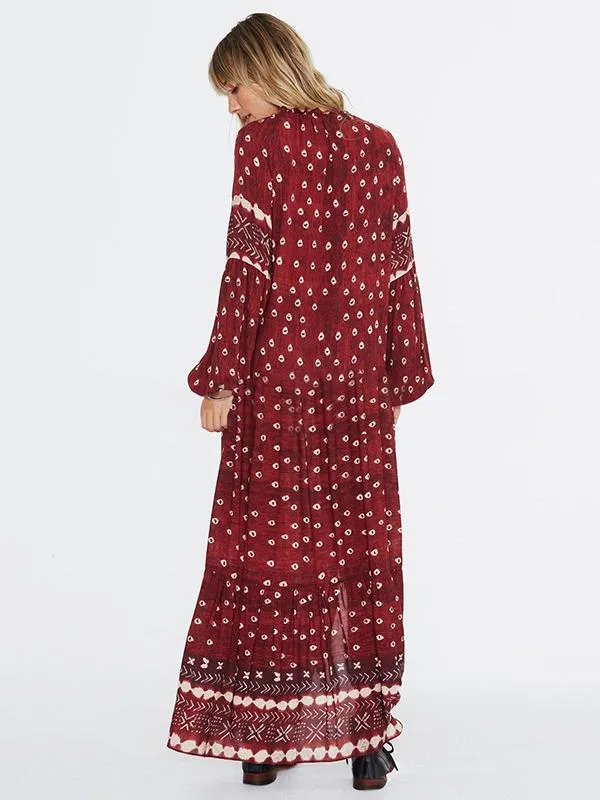 TastyHottie - Red Bohemia Split-side Printed Maxi Dresses