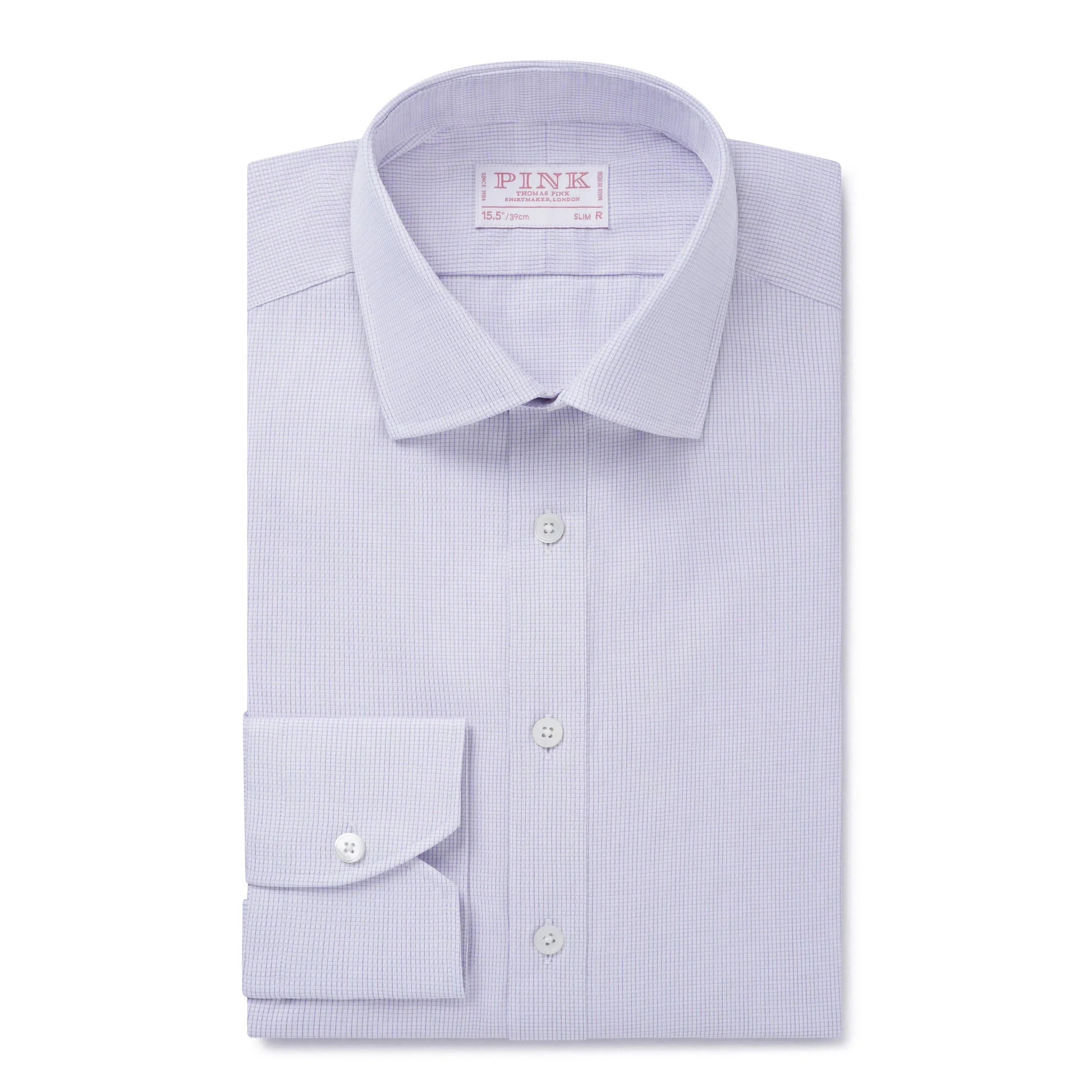 Thomas Pink Slim Fit Formal Dobby Broken Check Shirt