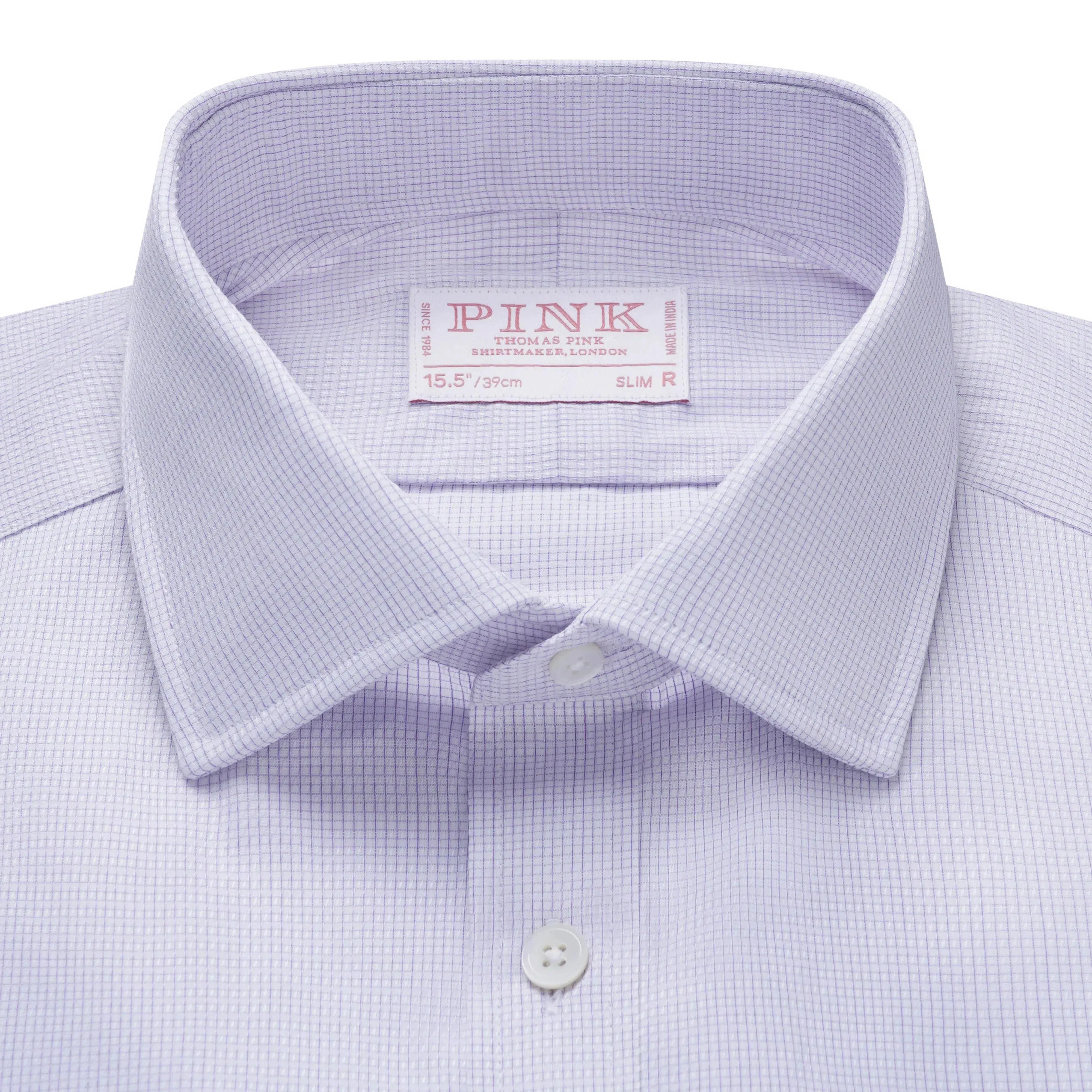 Thomas Pink Slim Fit Formal Dobby Broken Check Shirt