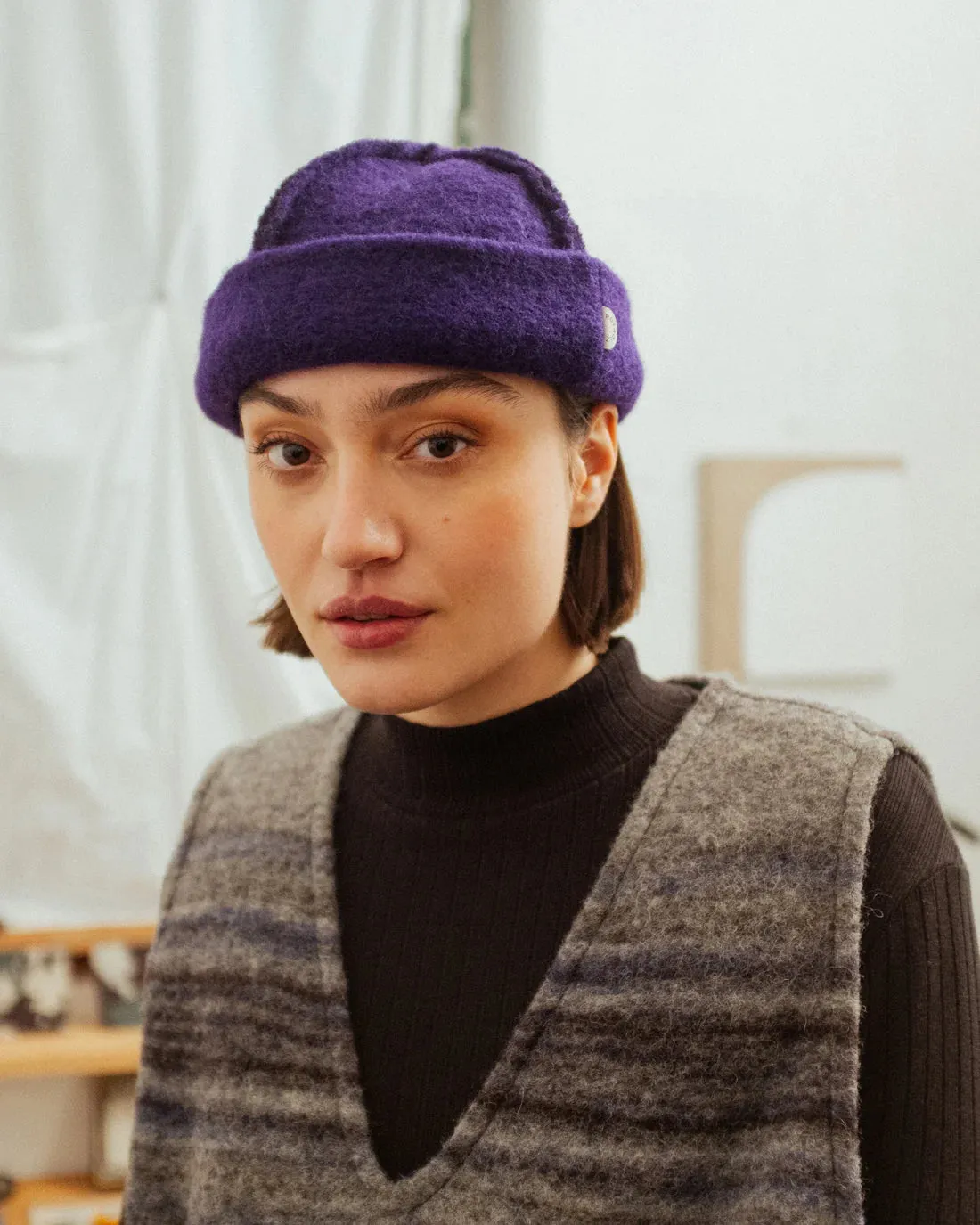 toque hat - deep purple