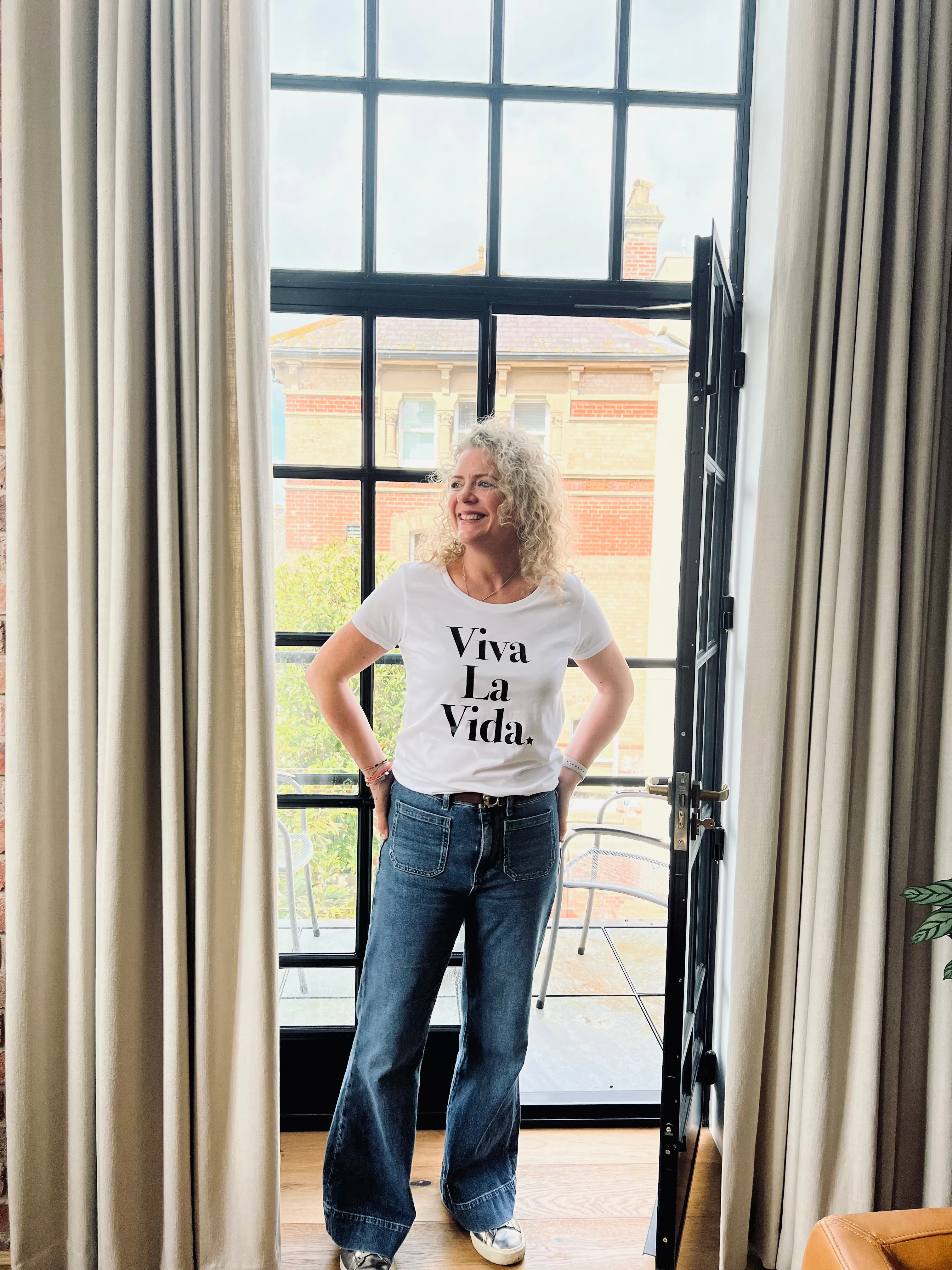 Viva La Vida Slogan Organic Cotton Short Sleeve Tee - White