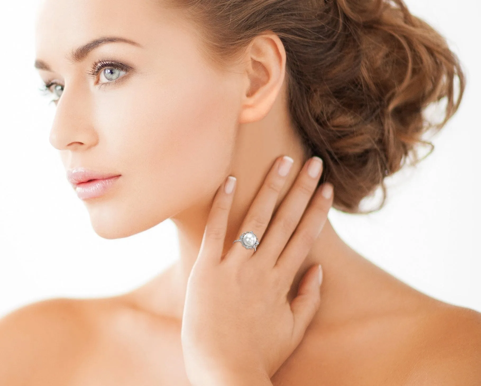 White South Sea Pearl & Diamond Couronne Ring