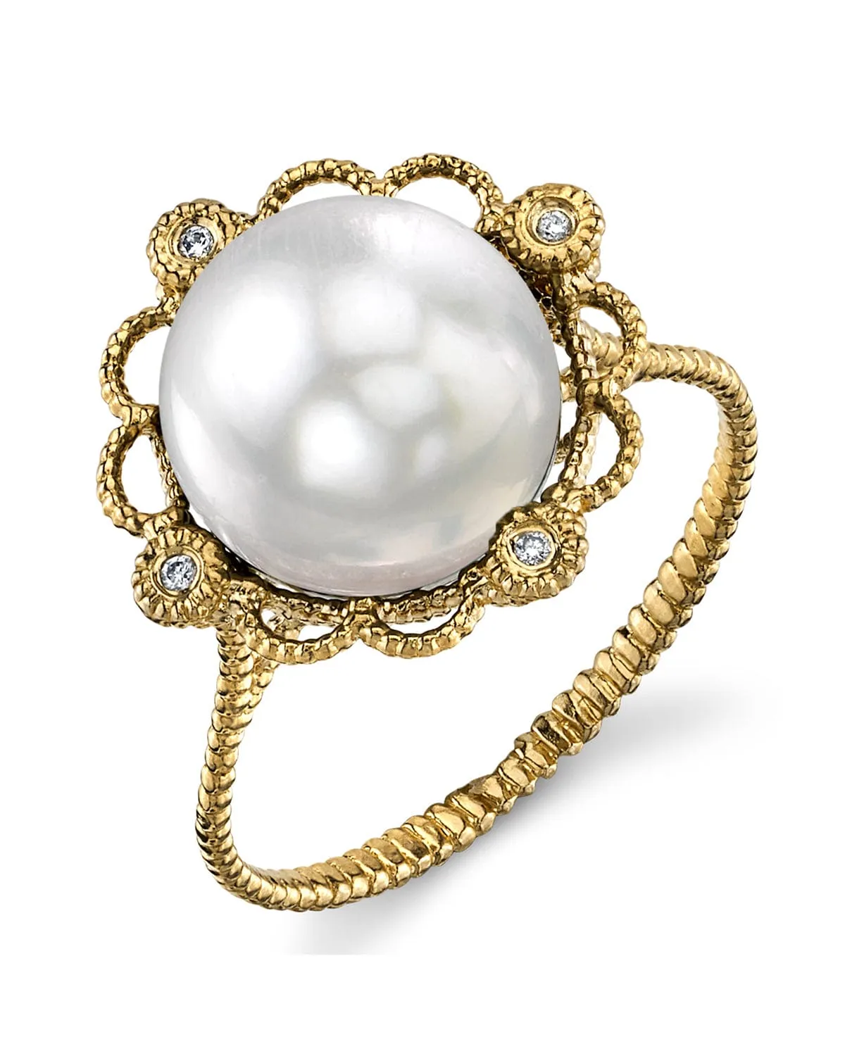White South Sea Pearl & Diamond Couronne Ring