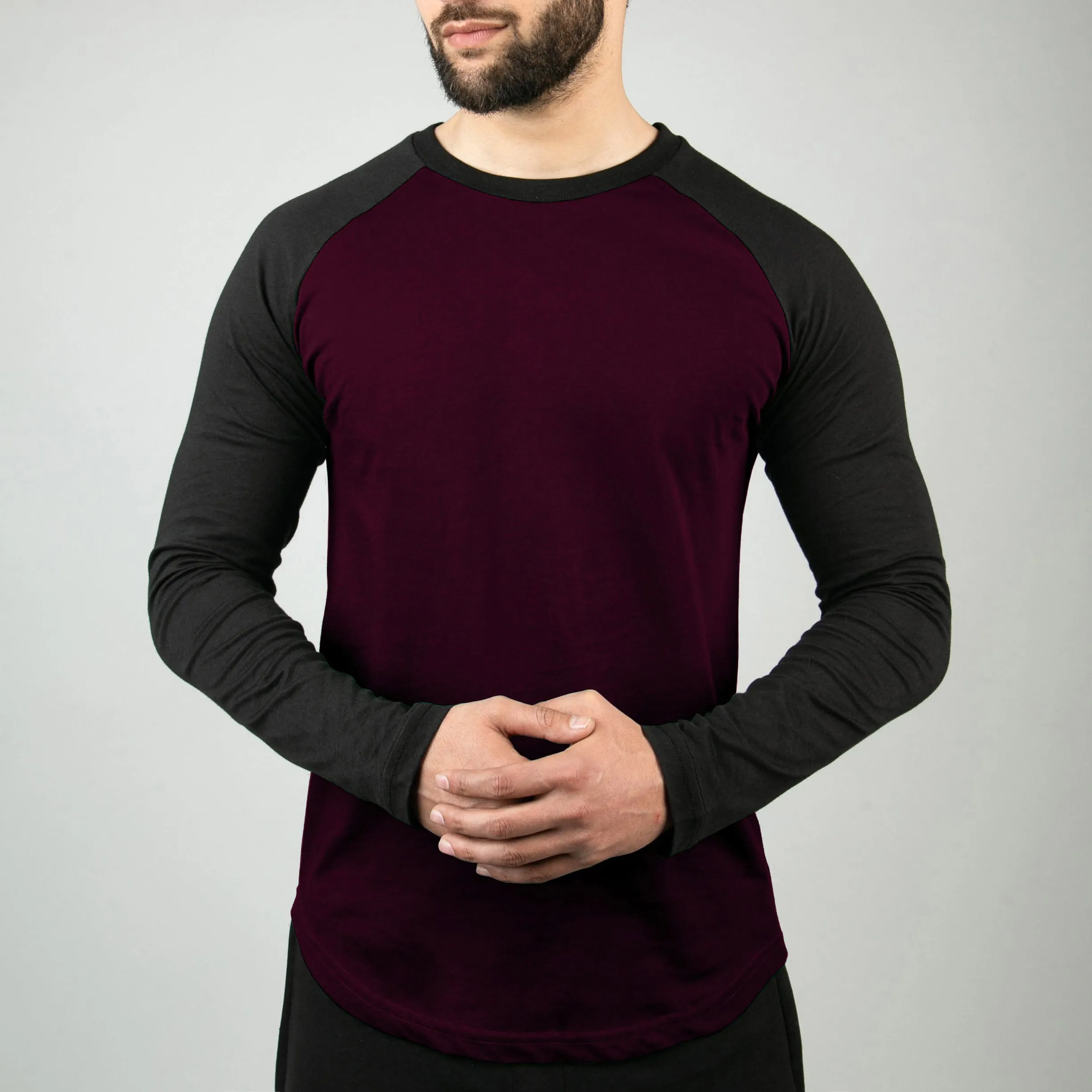 Wine & Black Raglan