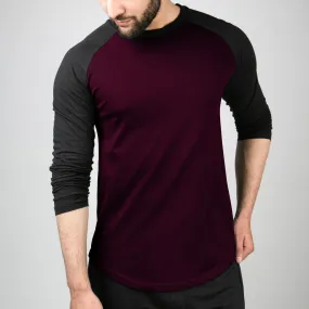 Wine & Black Raglan
