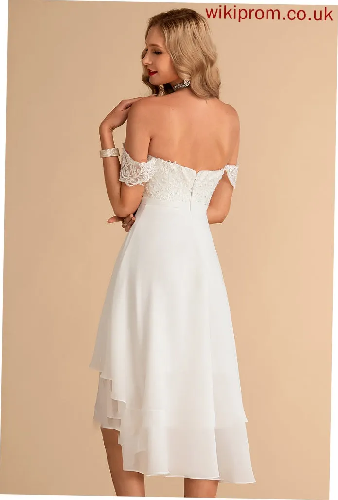 With Lace Pancy Chiffon Asymmetrical Sequins Beading Wedding Wedding Dresses A-Line Dress