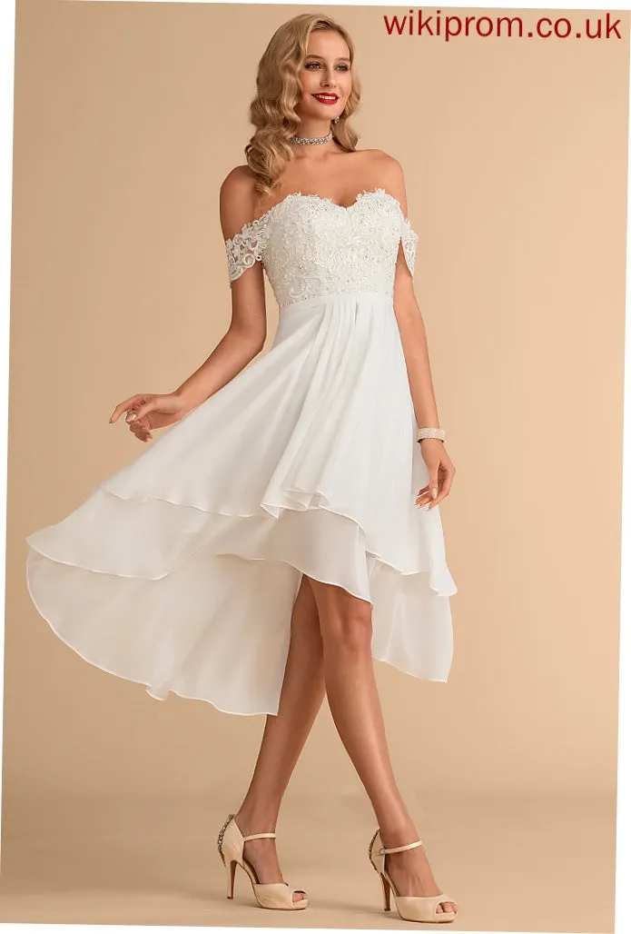 With Lace Pancy Chiffon Asymmetrical Sequins Beading Wedding Wedding Dresses A-Line Dress