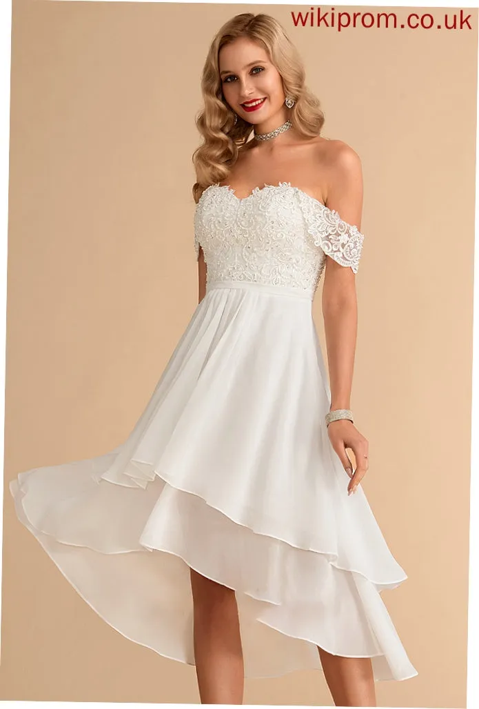 With Lace Pancy Chiffon Asymmetrical Sequins Beading Wedding Wedding Dresses A-Line Dress