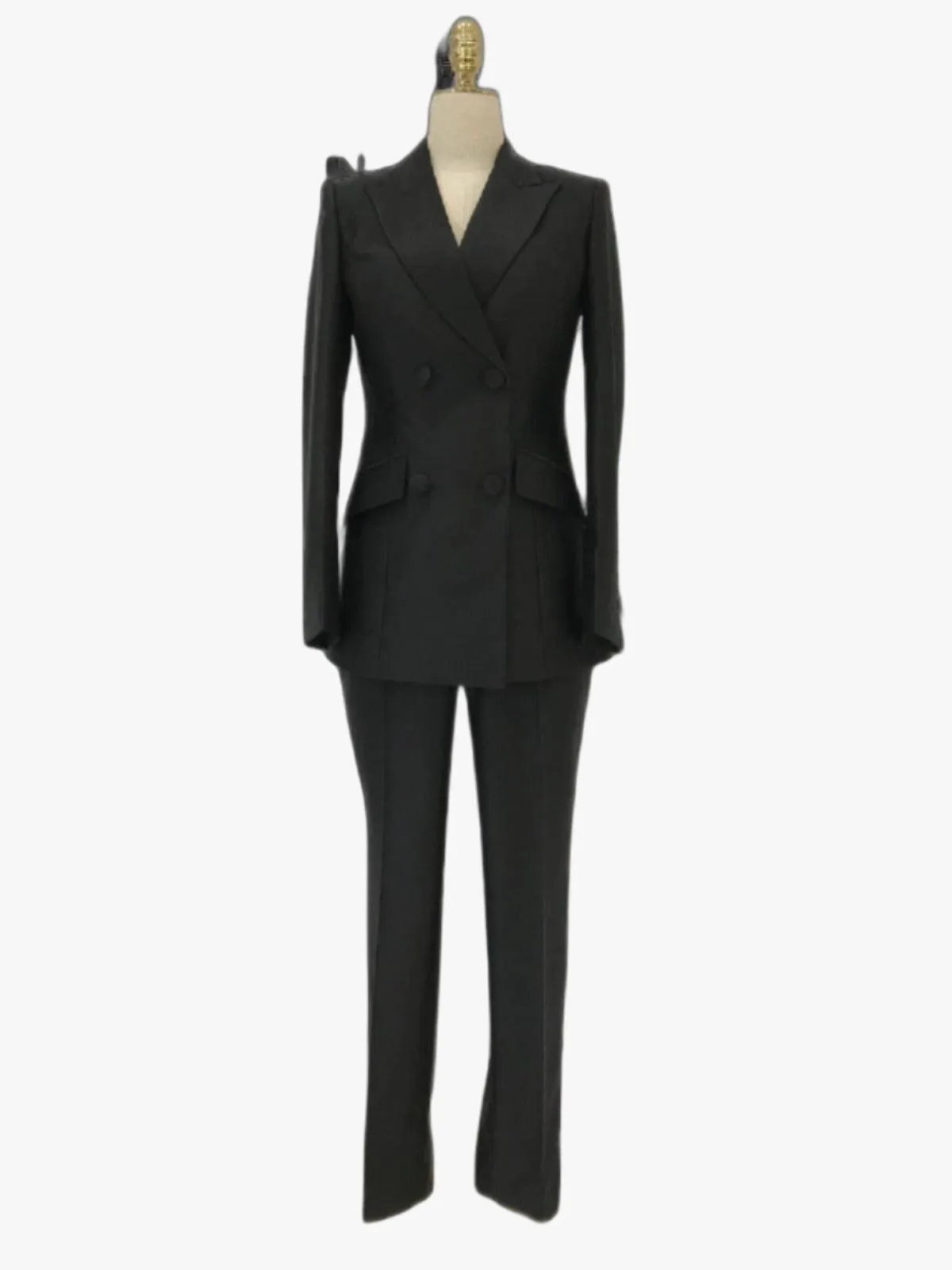 Women Pant Suit - Double-Breasted Trouser Suit