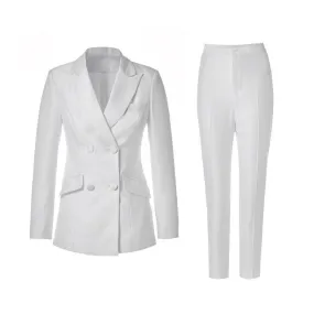 Women Pant Suit - Double-Breasted Trouser Suit