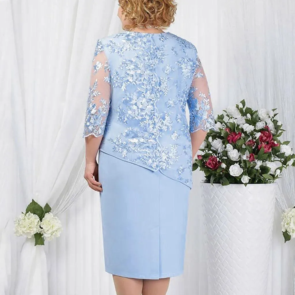Women Plus Size Sequined Dresses Fashion Short Solid Lace Mini Dress Simple Oversized Ladies Cocktail Evening Party Dresses