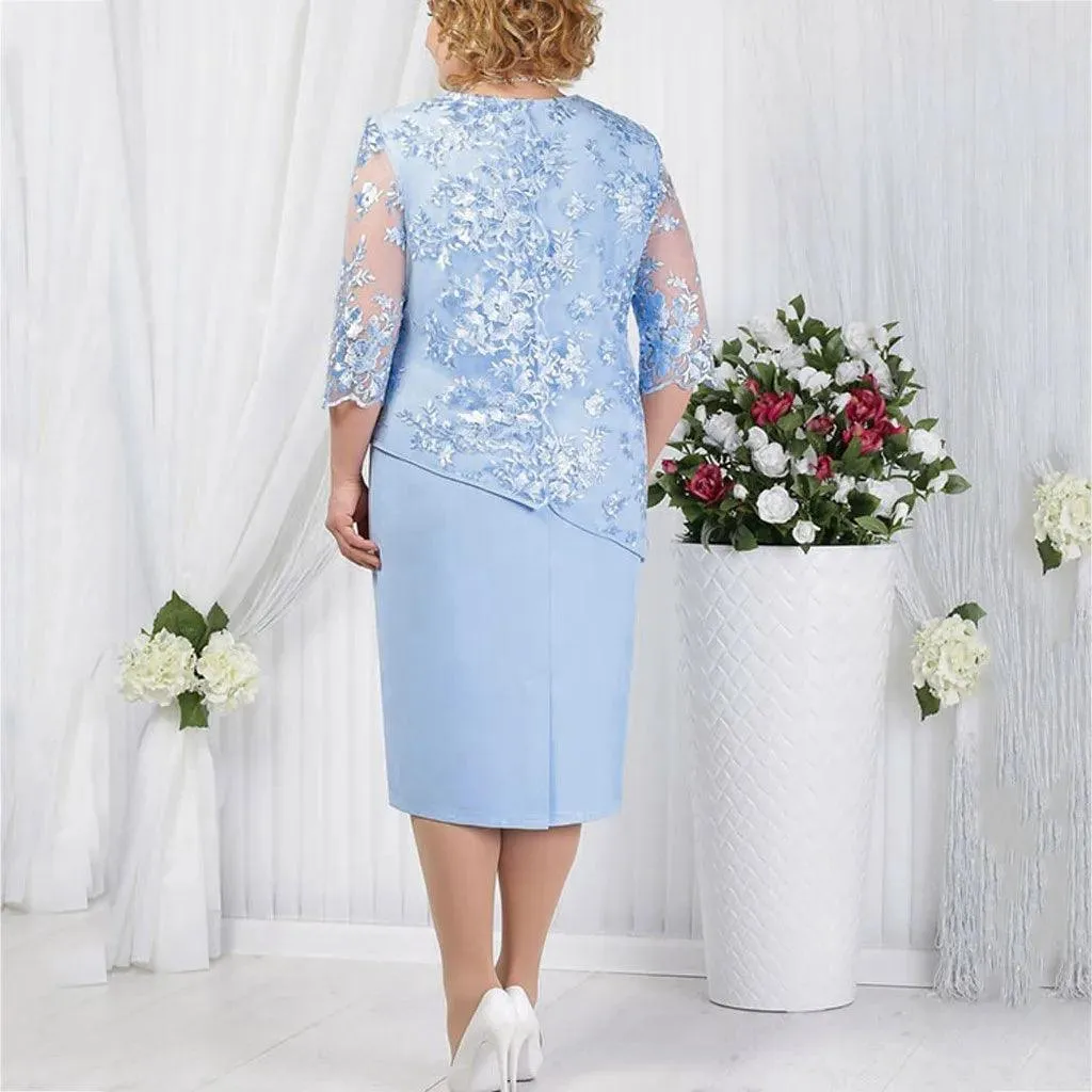 Women Plus Size Sequined Dresses Fashion Short Solid Lace Mini Dress Simple Oversized Ladies Cocktail Evening Party Dresses