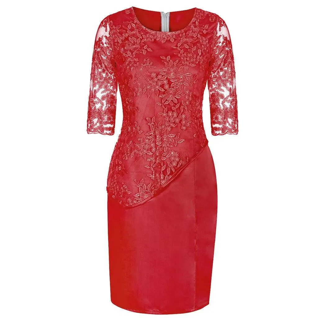 Women Plus Size Sequined Dresses Fashion Short Solid Lace Mini Dress Simple Oversized Ladies Cocktail Evening Party Dresses